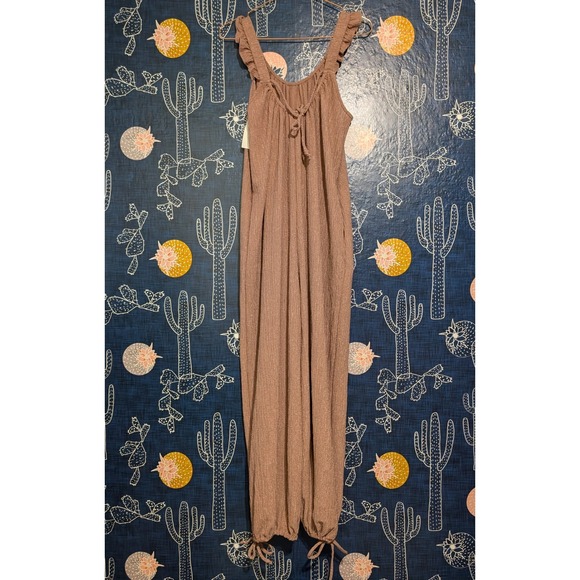 NEW Three Bird Nest Bliss Wildflower Ruffle Jumpsuit Mauve Brown Women's Small - Picture 7 of 11